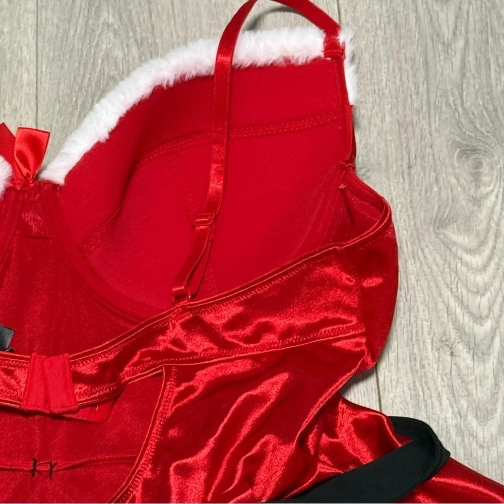 Yandy Santa Helper Lingerie Holiday with White Santa Style Trim and built in bra